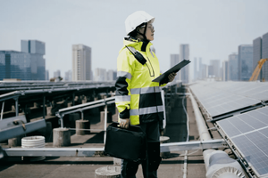 Worker with a clioboard