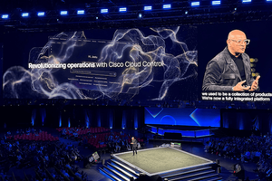 Jeetu Patel presenting on stage at Cisco Live 2026
